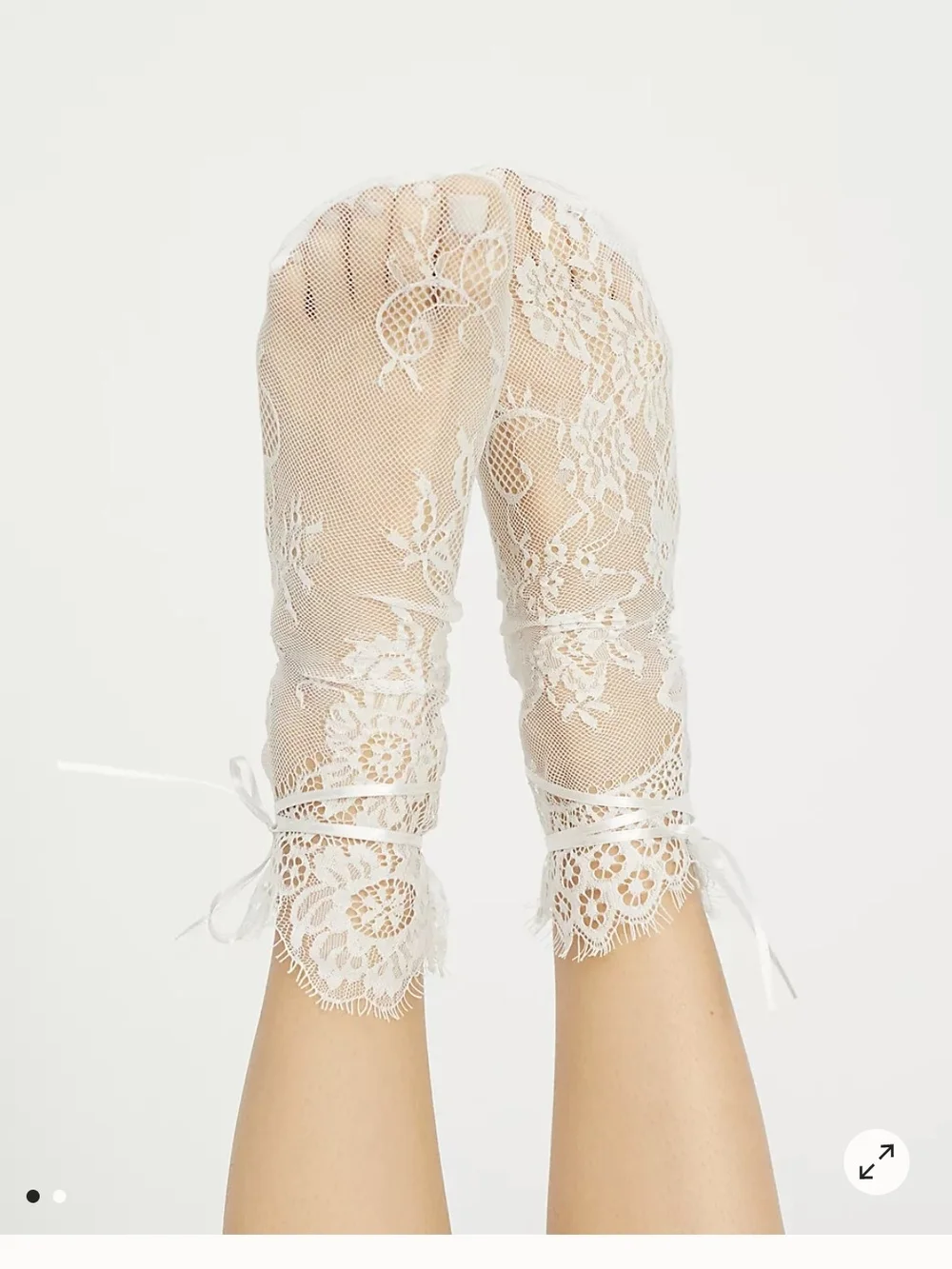 Free People Lace Crew Socks with Ribbon